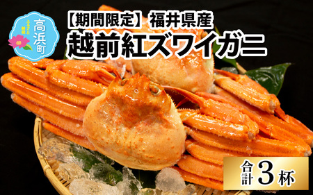 【先行予約】【12月発送】【数量・期間限定】福井県産 紅ズワイガニ ×3杯【急速冷凍】（プロトン凍結）