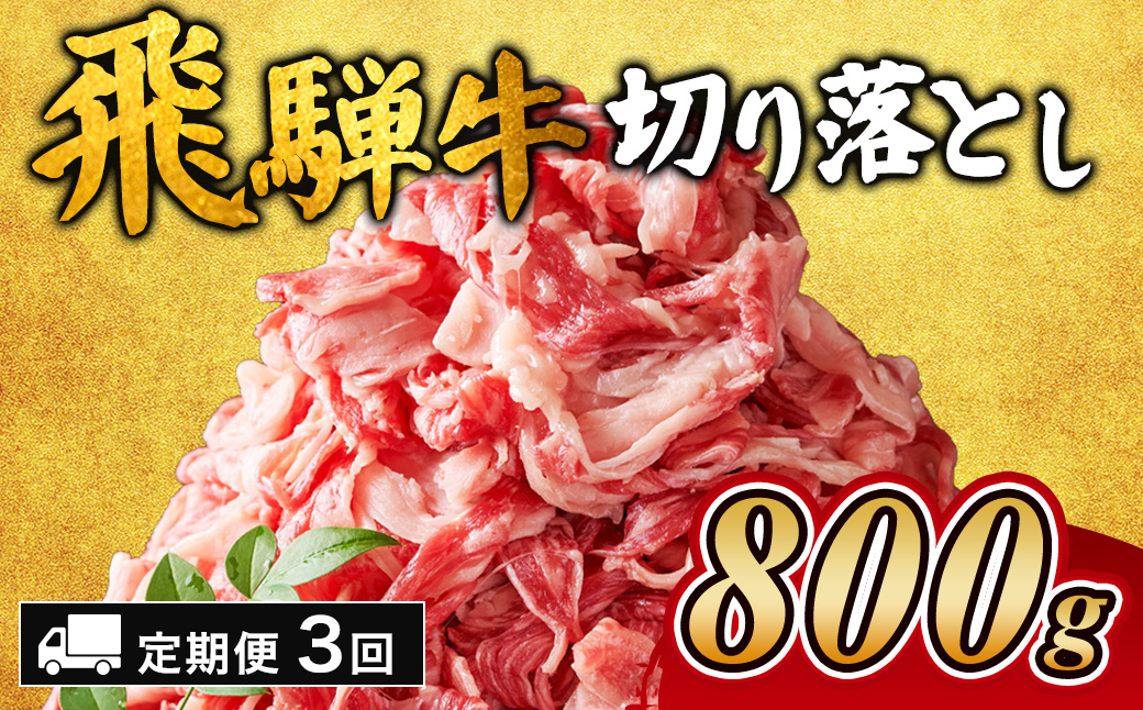 【3ヵ月定期便】飛騨牛切り落とし 800g ｜ 牛肉 和牛 国産 切り落し 切落し 定期便 スライス すき焼き カレー 赤身 赤身肉 牛 肉 夜ごはん 晩ごはん ご飯 おかず おすすめ 瑞穂市 岐阜県