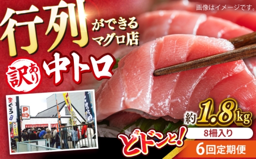 【全6回定期便】【訳あり】天然 まぐろ 中トロ メバチ 計約1.8kg (8柵入り) マグロ 定期 鮪 まぐろ 中とろ 刺身  定期便【横須賀商工会議所 おもてなしギフト事務局（本まぐろ直売所 横須賀本店）】 [AKAK054]