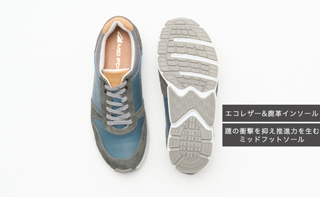 MIDFOOT ( ミッドフッド ) 婦人靴 レザースニーカー MF001JL ( グレー ) 4E ファッション シューズ レディース お洒落 レザーシューズ エコレザー 快適 履き心地  BN00