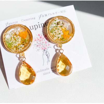 ふるさと納税 小山市 サージカルステンレス金属アレルギー対応ピアス「メラスフェルラとレースフラワーのピアス」