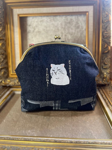 動物愛護 がま口 しろねこ チェック 吉富町/猫山商事[BGBE021]