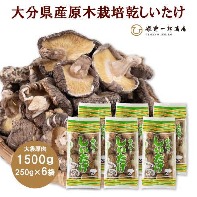 ふるさと納税 竹田市 大袋入り 大分県産原木栽培乾しいたけ 厚肉　1500g(250g6袋)