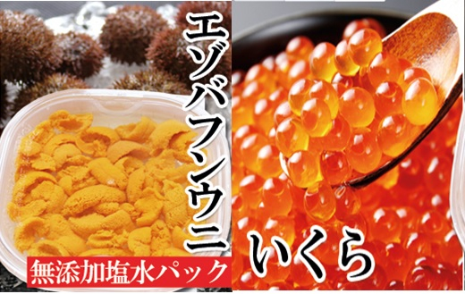 
            D-40050 エゾバフンウニ塩水パック130g×1P、いくら醤油漬150g×1P
          