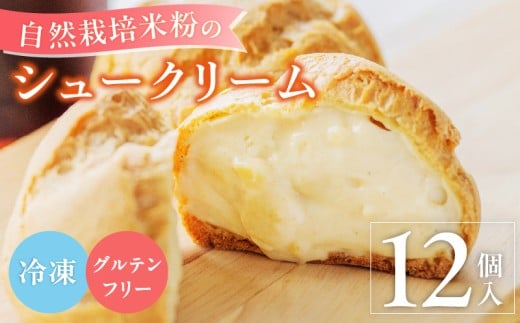 自然栽培 米粉のシュークリーム プレーン12個セット_自然栽培 米粉 シュークリーム プレーン セット 選べる 内容 こだわり グルテンフリー 銅なべ手だき カスタード 厳選 材料 便利 個包装 お裾分け 手土産 スイーツ お取り寄せ 福岡県 久留米市 送料無料_Dw082