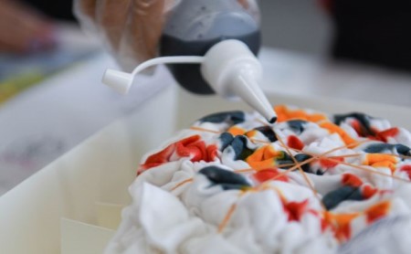 タイダイ染めオリジナルTシャツ作成キット　Mサイズ 5パターンから1つ選択可能　【自分探求、おひとり様キット】 ブロン×バイオレット×ベージュ