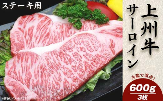 上州牛サーロイン600g：ステーキ用（3枚）【冷蔵で直送】