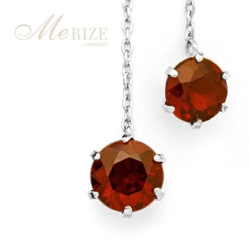 ピアス 天然 ガーネット 5.0mm ロングチェーン ブラタイプ シンプル 赤 レッド ワインレッド【pt900】P-147（KRP）F-1417