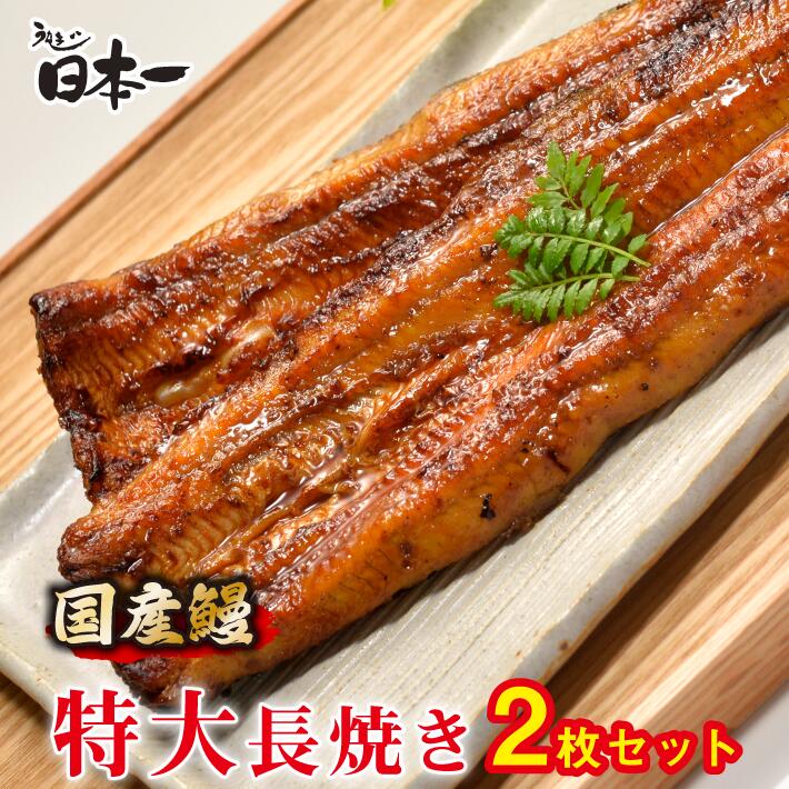 【ふるさと納税】【日本一】国産うなぎ　特大長焼き2枚セット ／ 国産うなぎ うなぎ蒲焼 特大サイズ 肉厚 ふっくら 贅沢 ごちそう ご褒美 贈り物 グルメ 冷凍食品 瞬間冷凍 送料無料 千葉県 No.194