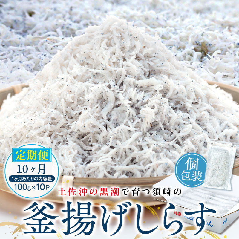 定期便 10ヶ月 鮮度抜群 海の玄米 子供用 釜揚げ しらす 1kg 個包装 計 10kg 新鮮 シラス 熨斗 贈答 10回 高知県産 MS2000