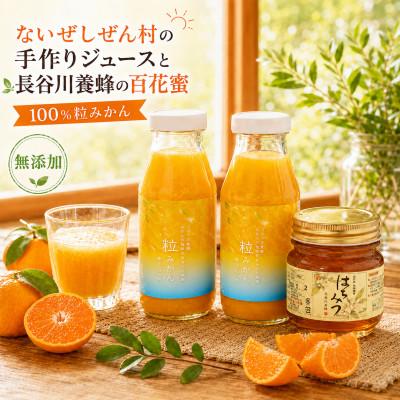 ふるさと納税 南伊勢町 伊勢志摩の恵み お試しセット ないぜしぜん村 無添加100%粒みかんジュース2本と百花蜜はちみつ