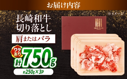 【訳あり】【A4～A5】長崎和牛切り落とし 750g（250g×3）/ 牛肉 ぎゅう肉 和牛 / 南島原市 / 株式会社MEAT PLUS [SHG037]