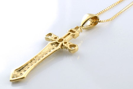 メンズ クロスネックレス ダイヤモンド ダイヤ k18 18k 18金 イエローゴールドk18 ペンダント クロスペンダント 十字架 no.134000y [シエロ 山梨県 中央市 21471004]