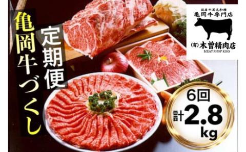 【6回定期便】亀岡牛 6ヶ月 お楽しみセット【計2.8kg】＜亀岡牛専門 木曽精肉店＞ ☆祝！亀岡牛 2021年最優秀賞（農林水産大臣賞）受賞※冷凍（冷蔵も指定可）