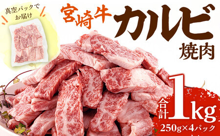 《2025年2月発送》宮崎牛 カルビ(バラ) 焼肉 250g×4パック 合計1kg カルビ 黒毛和牛 国産牛肉