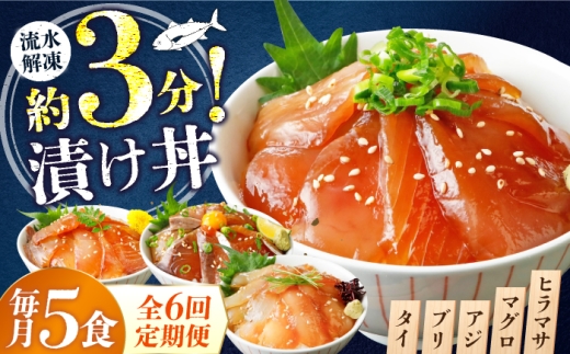 【6ヶ月 定期便】漬け丼 5種×1パック 計5食セット  | 漬け丼 定期便 海鮮 惣菜 冷凍 真空パック 小分け 海鮮丼 海鮮セット 詰め合わせ 旬の鮮魚 ハマチ カンパチ カツオ 鯖 サバ ヒラマサ 平政 マグロ アジ ヒラメ 鯛 漬け づけ丼 お茶漬け ごはん 山口県 宇部市[BTAP015]
