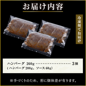 【簡単！温めるだけ】前沢牛BIGり(びっくり)ハンバーグ260g×3個 [BT001]