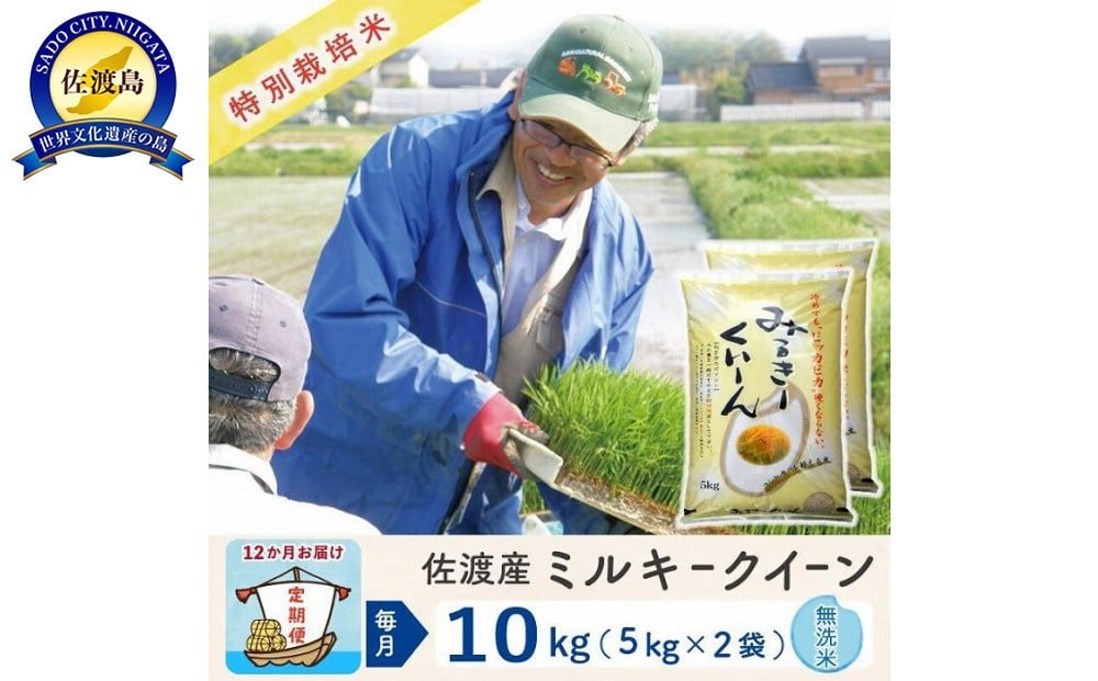 
            【新米予約 12か月定期便】佐渡島産ミルキークイーン 無洗米10Kg 令和7年 特別栽培米
          