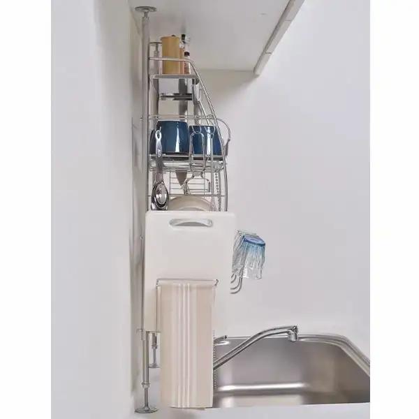 流れるつっぱり水切りラック シルバー ステンレス 燕三条製 キッチン用品 bwsSELECTION [ビーワーススタイル]