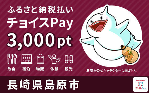 
島原市チョイスPay 3,000pt（1pt＝1円）【会員限定のお礼の品】
