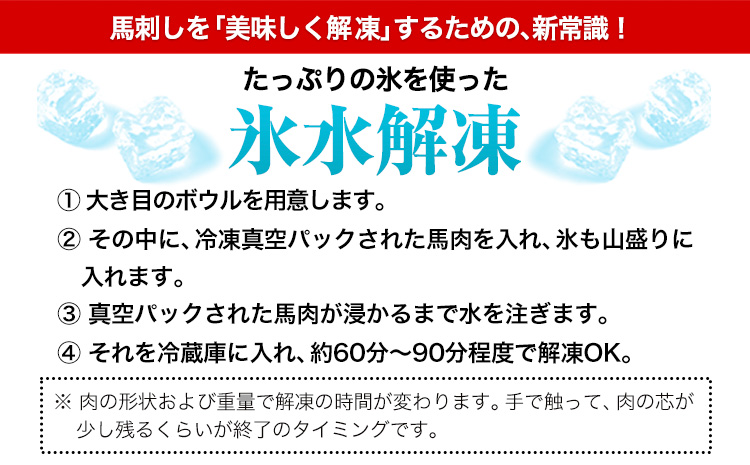 赤身馬刺し300g【純国産熊本肥育】 (タレ5ml×6袋) 生食用 冷凍《1-5営業日以内に出荷予定(土日祝除く)》---mna_fjs100x3_s_24_11000_300g---