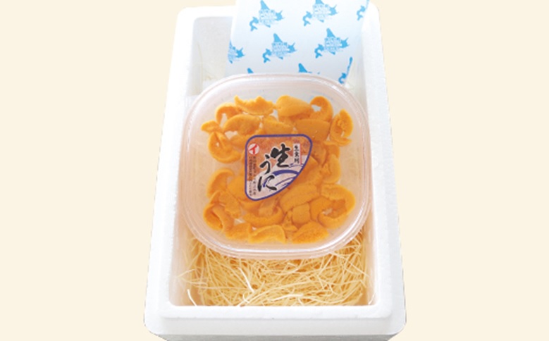 エゾバフンウニ塩水パック150g×1P、お刺身サーモン300g～500g(1～3本)[11月下旬以降発送] E-40032