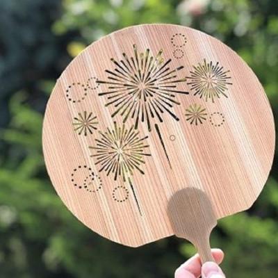 ふるさと納税 松山市 ＜花火＞愛媛の杉を使った木の透かしうちわ |  | 01