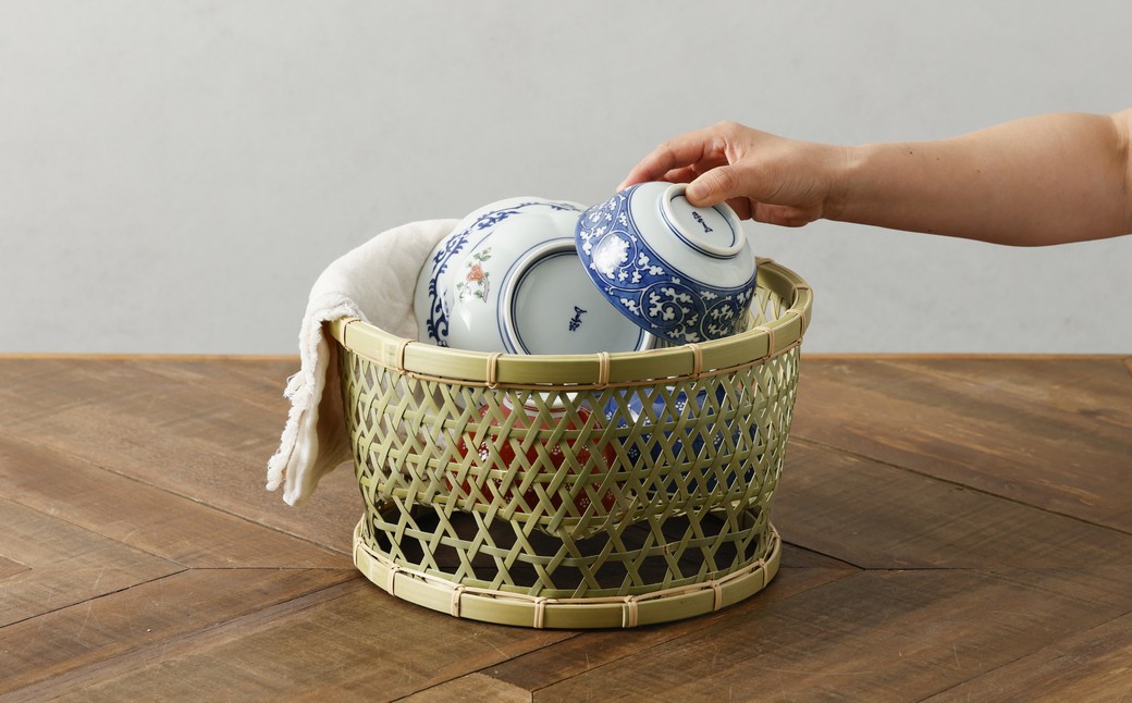 
                  【栗山商店】西川登竹細工／籐巻椀かご
                