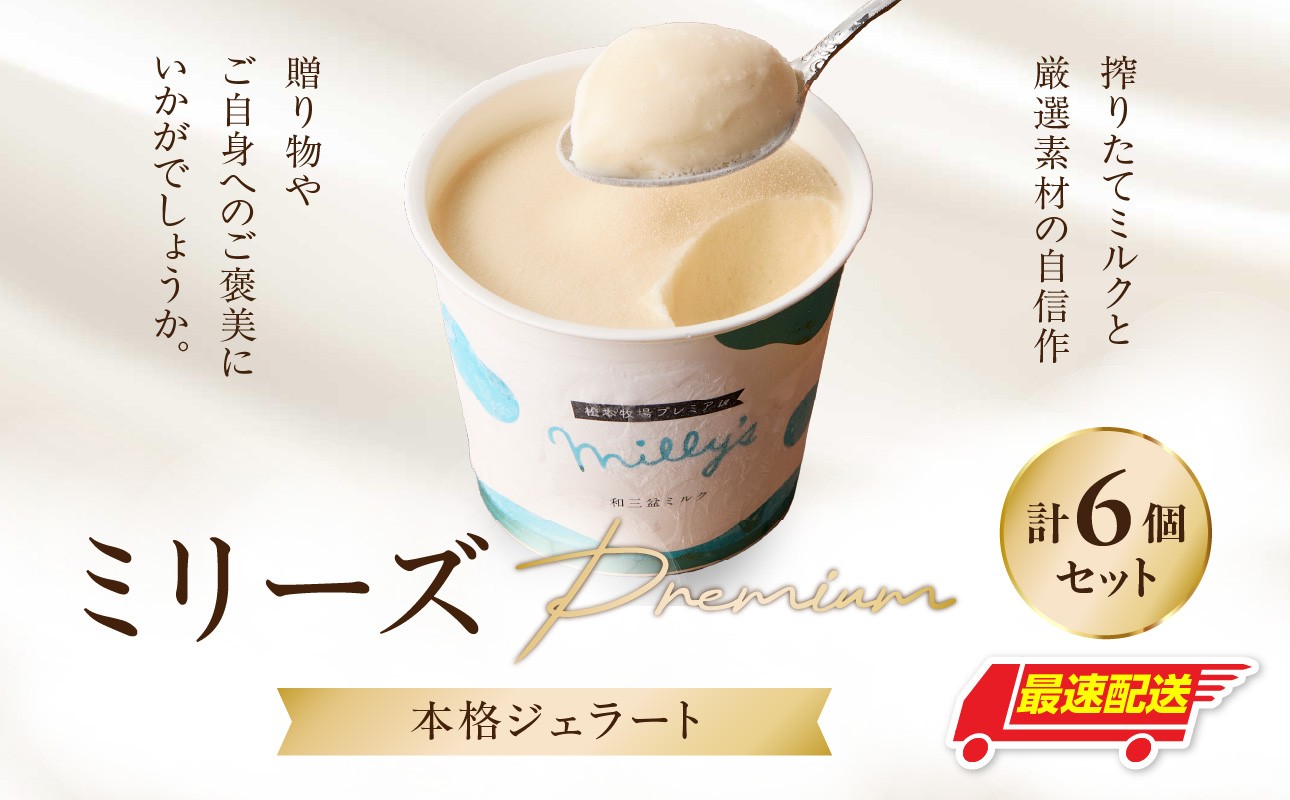 
                  松本牧場ミリーズpremium 本格ジェラート（6個）全3種類 生乳 アイス カップサイズ 贅沢 ジェラート デザート スイーツ アイスクリーム 菓子 ６個 セット 和三盆ミルク 熟成唐いも  金柑ミルク 佐賀県 玄海町
                