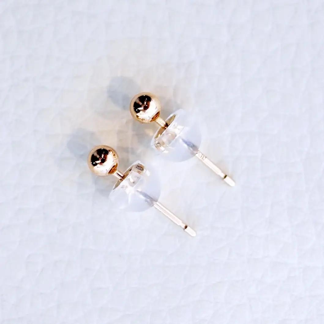K10YG(10金) イエローゴールド  地金 中空 シンプル ボール ピアス (3mm)  保証書付 KO-0081 242-068-b