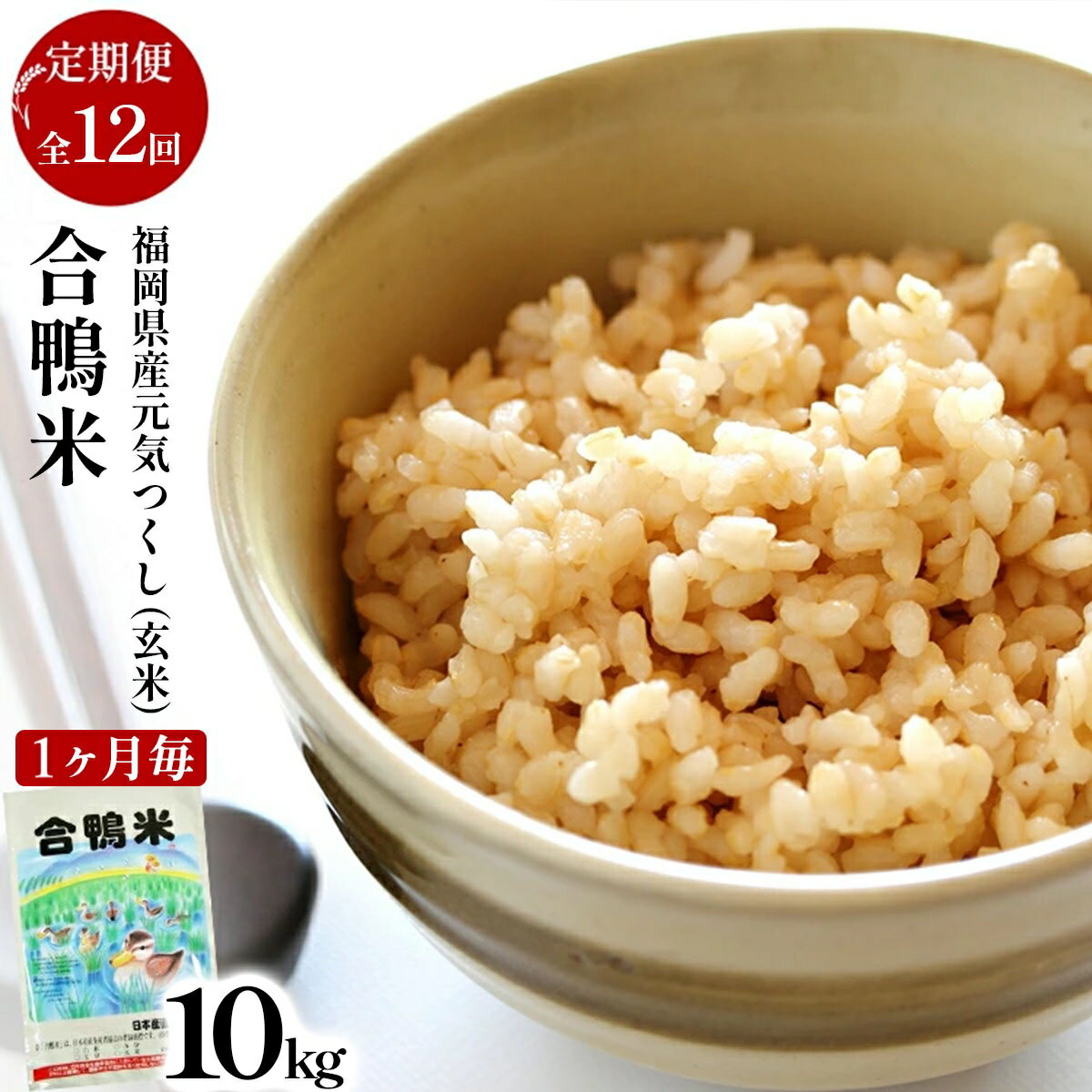 【ふるさと納税】【先行予約】 令和8年産 合鴨米「元気つくし」（玄米・10kg）定期便12回コース　数量限定 ※令和8年10月スタートの定期便 BI22