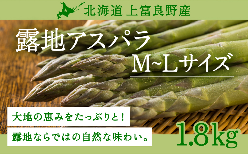 【令和8年産】先行予約 北海道 上富良野産 露地 グリーン アスパラガス Lサイズ 1.8kg アスパラ グリーンアスパラ 上富良野町 令和7年発送 野菜 やさい