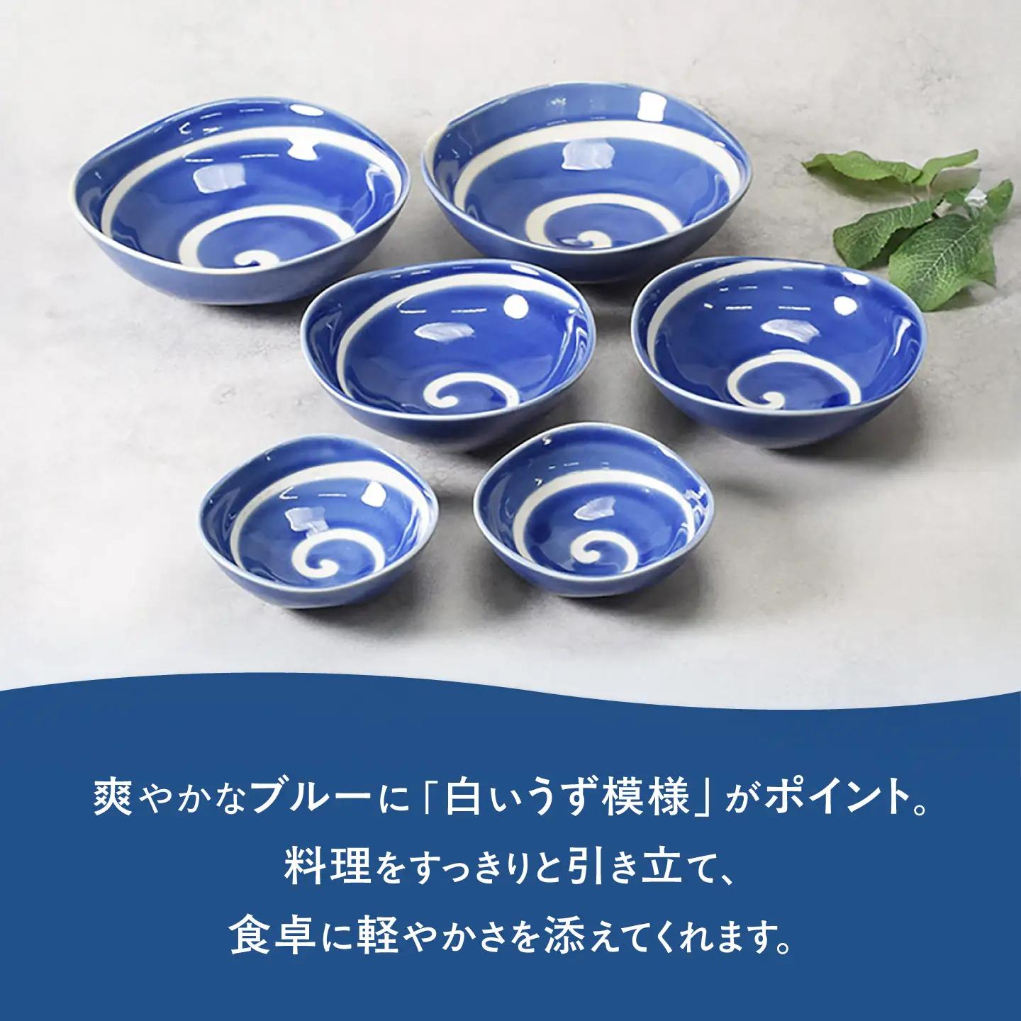【美濃焼】白渦 ゆらり型 5.5鉢 ＆ 4.0鉢 ＆ 3.0鉢 各2個 合計6点セット【カネ定製陶】 ボウル 和食器 渦模様[MEI348]