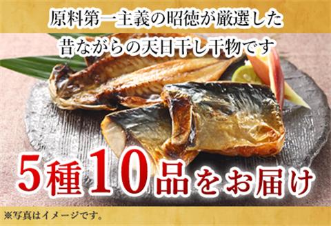 「お歳暮」昭徳の天日干し 1枚60g∼180g全10枚でお届けします 真あじ開き60g×4枚 真さば片身90g×2枚 かます開き80g×2枚 連子鯛開き180g×1枚 剣先いか開き70g×1枚 おかず