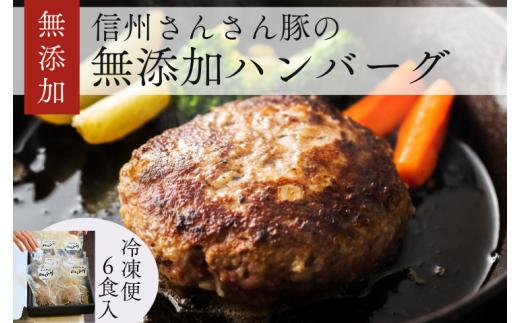 SF04　無添加！さんさん豚ハンバーグセット／(110g×6ヶ入)【化学調味料不使用】//長野県産豚肉 南信州 ポーク バークシャー種 安全 安心 冷凍 贈答 ギフト