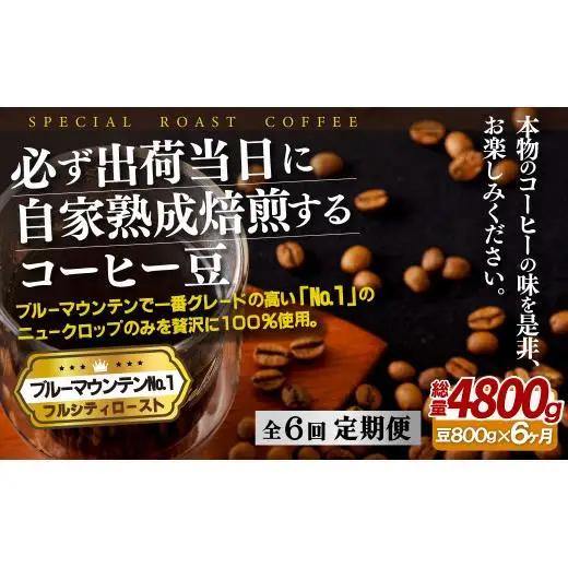 必ず出荷日に自家熟成焙煎ブルーマウンテンNo.1豆(800g)【6回定期便】