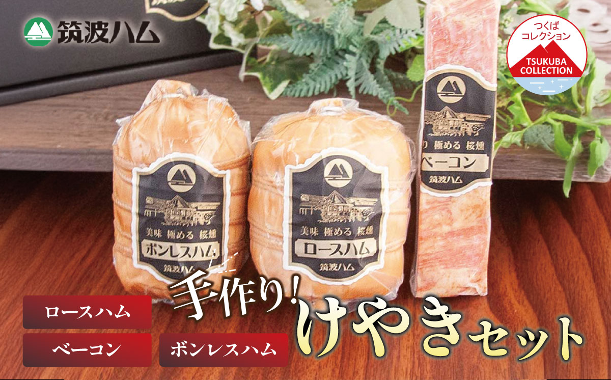ロースハム500g ボンレスハム400g ベーコン230g つくばコレクション けやきセット 筑波ハム【 豚肉 豚 ぶた肉 ポーク ハム はむ ロースハム ベーコン ボンレスハム 茨城県産 国産 つくば市 詰め合わせ お中元 お歳暮 】