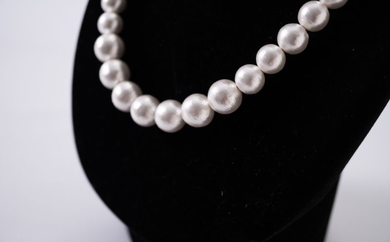 コットンパール「ホワイト」シンプルショートネックレス(金具ゴールド)とピアス３点セット【～en～】｜コットンパール ネックレス アクセサリー 入学式 卒業式 結婚式 ゴールド