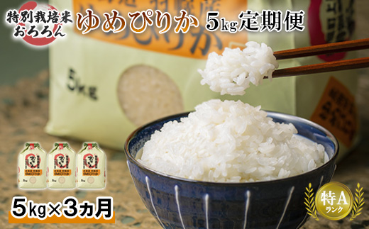 【令和5年産・お米】【定期便：3回】令和5年産　北海道羽幌産特別栽培米ゆめぴりか5kg【08125】