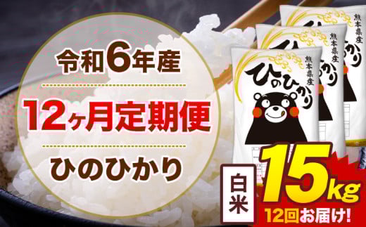 【12ヶ月定期便】令和6年産 白米 15kg 米 ひのひかり《お申込み月の翌月から出荷開始》熊本県 菊池市 国産 熊本県産 白米 精米 無洗米 送料無料 ヒノヒカリ こめ お米
