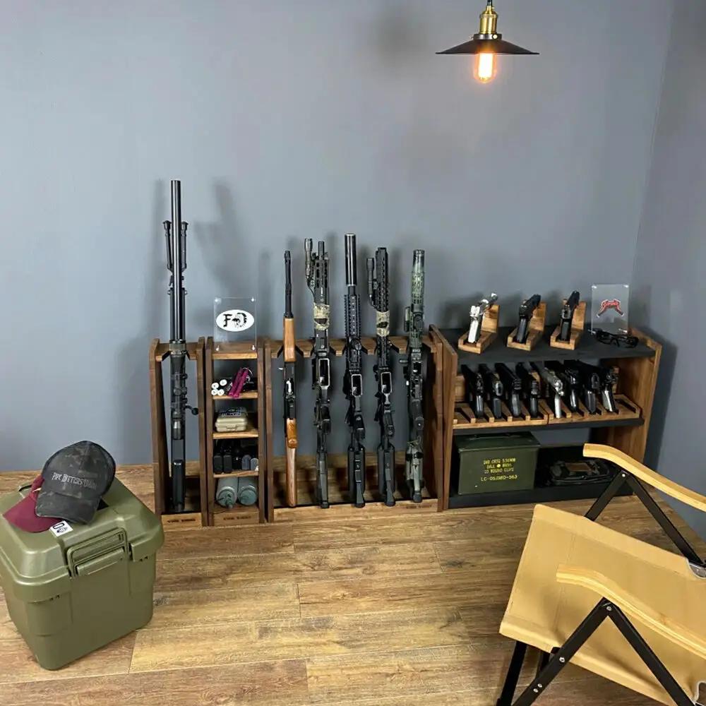 WOOD WORKS ライフルスタンド 1丁掛+マガジンラックセット【本体:ミリタリーグリーン】完成品