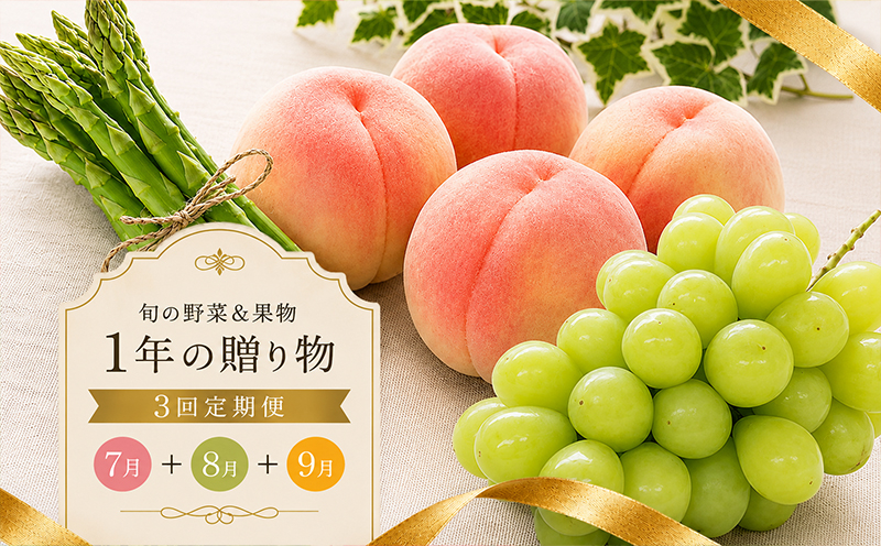 定期便 3回 シャインマスカット 桃 アスパラ ぶどう さぬきのめざめ アスパラガス 果物 野菜 フルーツ 旬 旬のフルーツ 贈答用 ギフト プレゼント 香川県 丸亀市 マスカット＆桃&アスパラ（36