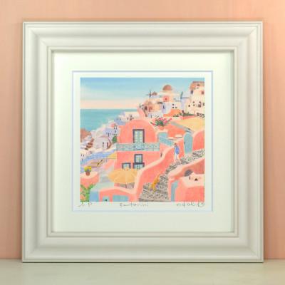 ふるさと納税 川口市 栗乃木ハルミ版画額装品「Santorini」