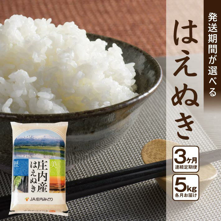 【ふるさと納税】≪3ヶ月定期便≫ はえぬき 5kg×3ヶ月 計15kg 山形県庄内産 毎月中旬にお届け 東北 山形県 酒田市 庄内地方 米 精米 白米 お米 ごはん ご飯 庄内米 農協 JA 定期便
