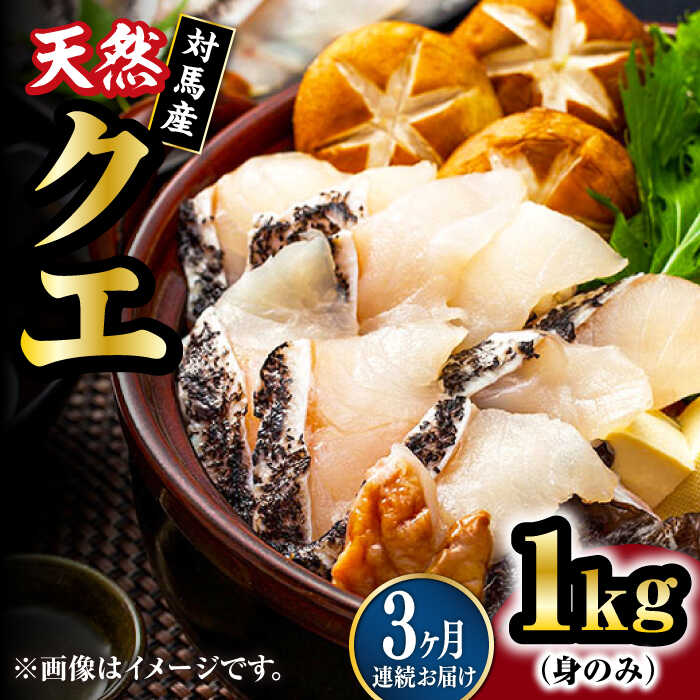 【ふるさと納税】【全3回定期便】【 対馬産 】 天然 クエ 1kg（500g×2）（身のみ）《対馬市》【石川水産】 鍋 水炊き 鮮度抜群 海鮮 クエ 天然クエ[WAB024]