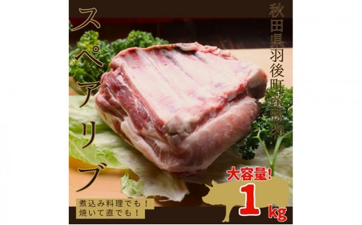 秋田県 羽後町産 豚肉 骨付き スペアリブ 1kg [ 肉 豚 ポーク BBQ 焼肉 ]