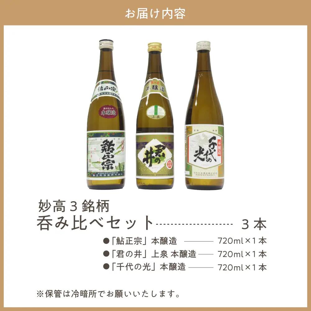 新潟県妙高3銘柄呑み比べセット(720ml×3本) 本醸造 詰め合わせ