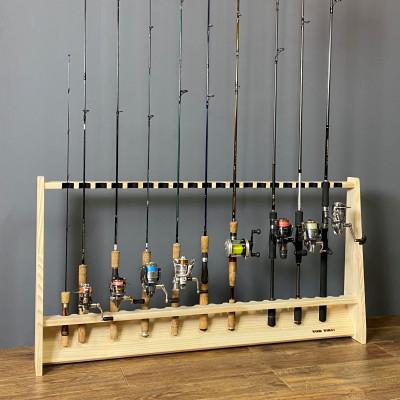 ふるさと納税 横手市 WOOD WORKS ロッドスタンド20本掛け 本体カラー:ナチュラル/フェルトカラー:グリーン |  | 02