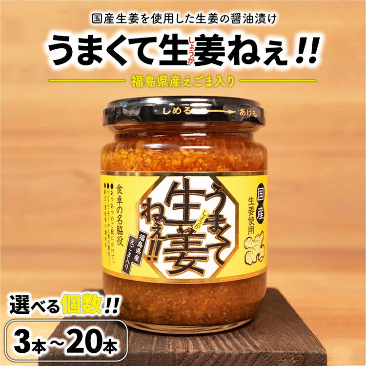 【ふるさと納税】【選べる個数】うまくて生姜ねぇ!! 3本 6本 12本 20本 セット | しょうが 国産 醤油漬け ごはんのお供 お弁当 調味料 おつまみ 肴 薬味 隠し味 猪苗代町