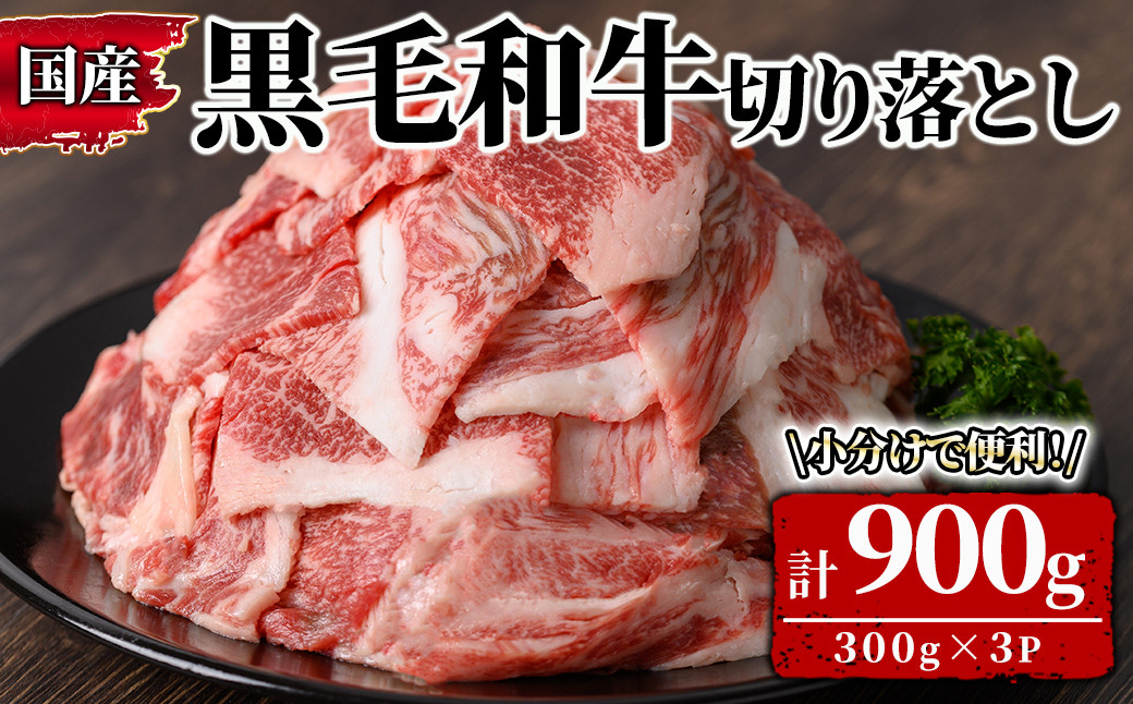 
2570 国産和牛切り落とし　900ｇ 【和牛 牛肉 肉 冷凍 小分け すき焼き 肉じゃが チャック付 真空包装 真空パック】
